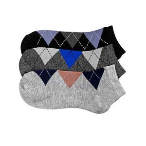 POWER CLUB 3 Pack Mens Gray Argyle Cushioned Casual Ankle Socks 9-11